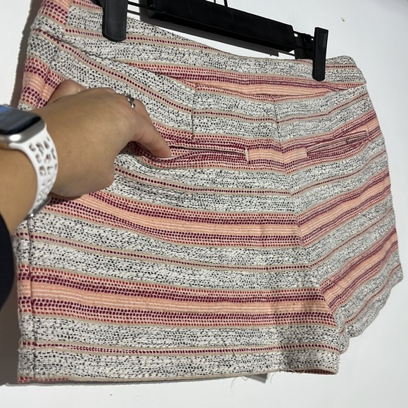 LOFT Pink Purple Grey Black 4' Mid Rise Striped Embroidered Shorts Size 4 - Picture 4 of 7